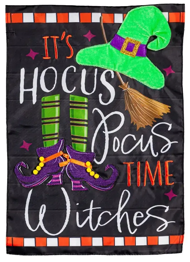 Hocus Pocus Witch Applique Garden Flag