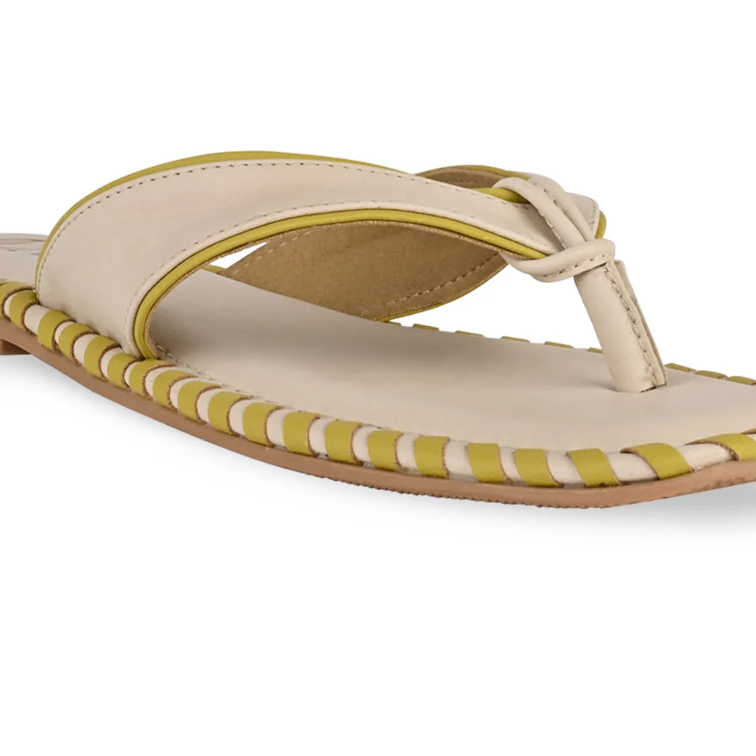Intertwined Lemon Green Thong Flats