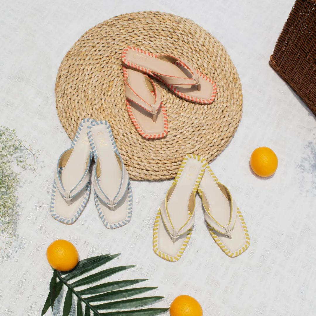 Intertwined Lemon Green Thong Flats