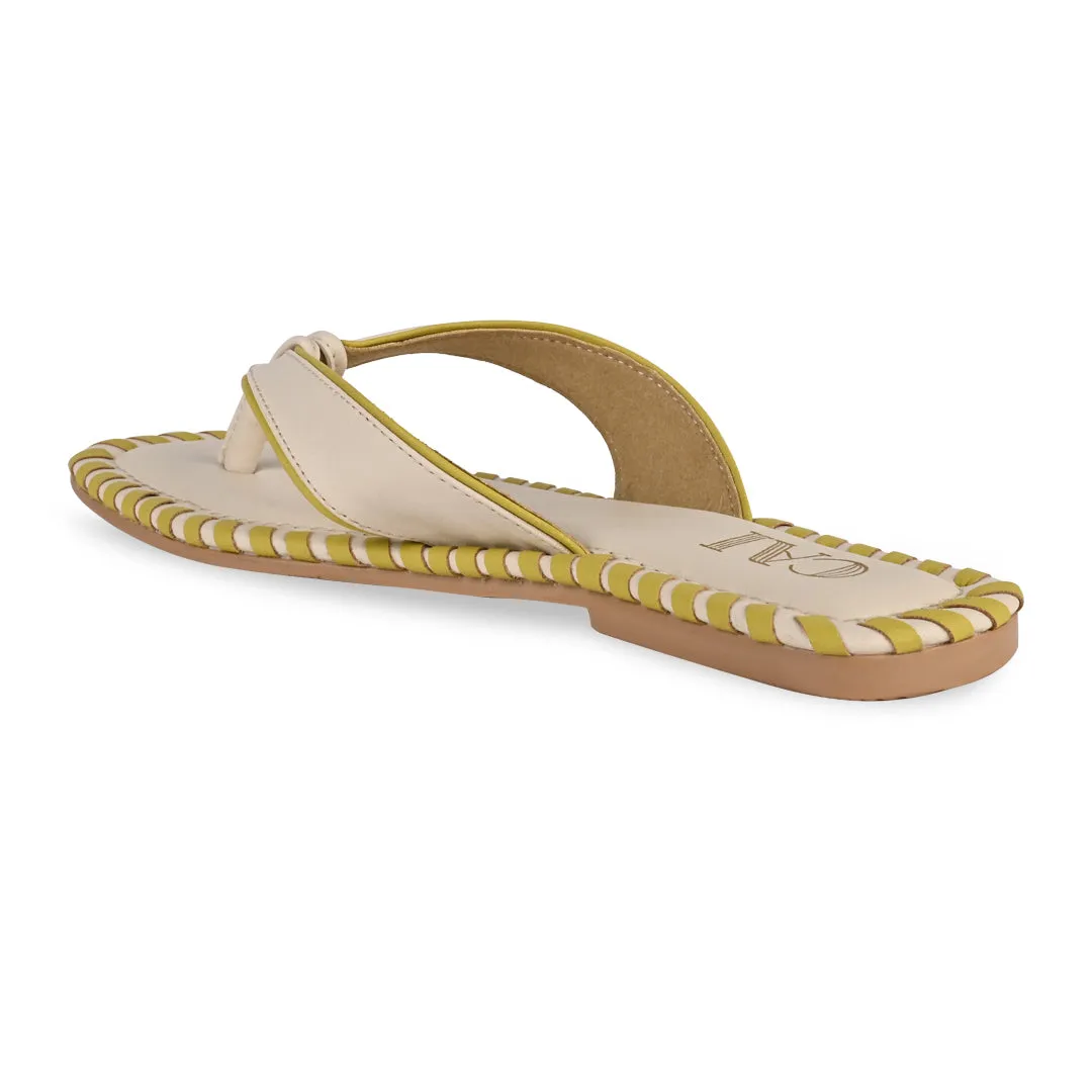 Intertwined Lemon Green Thong Flats