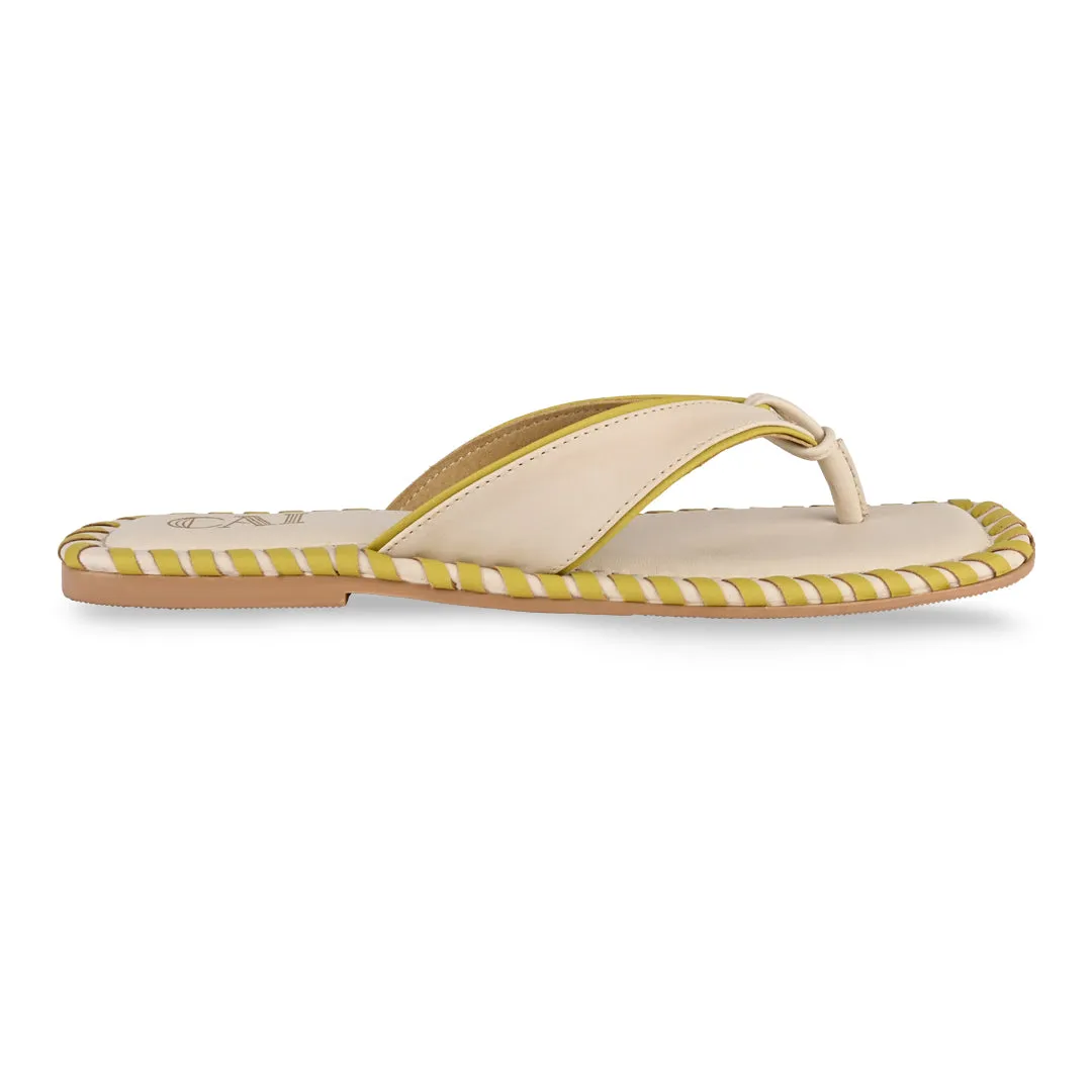 Intertwined Lemon Green Thong Flats