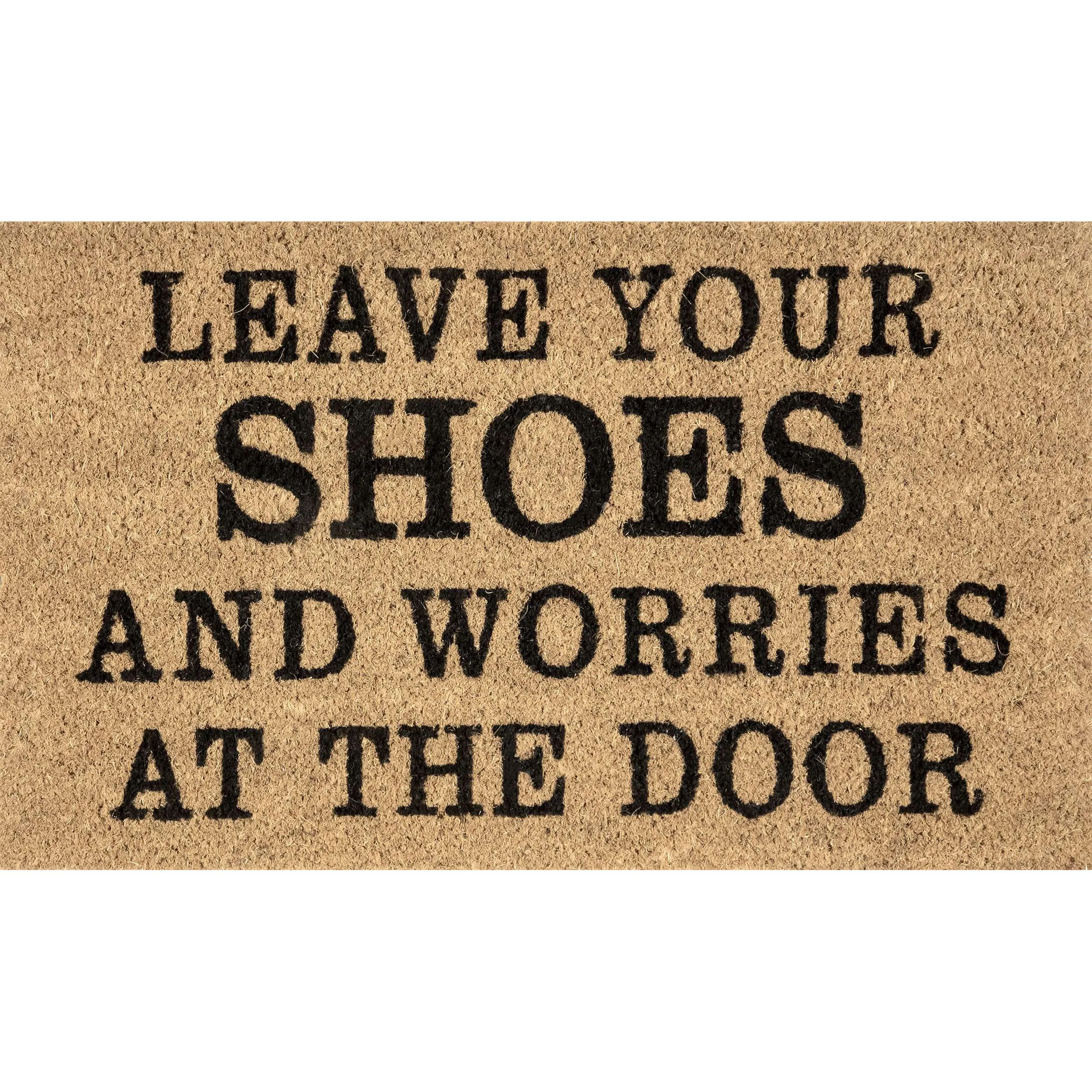 Leave Shoes and Worries Coir Doormat