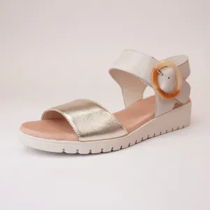 Manessay Pale Gold/ Almond Leather Sandals