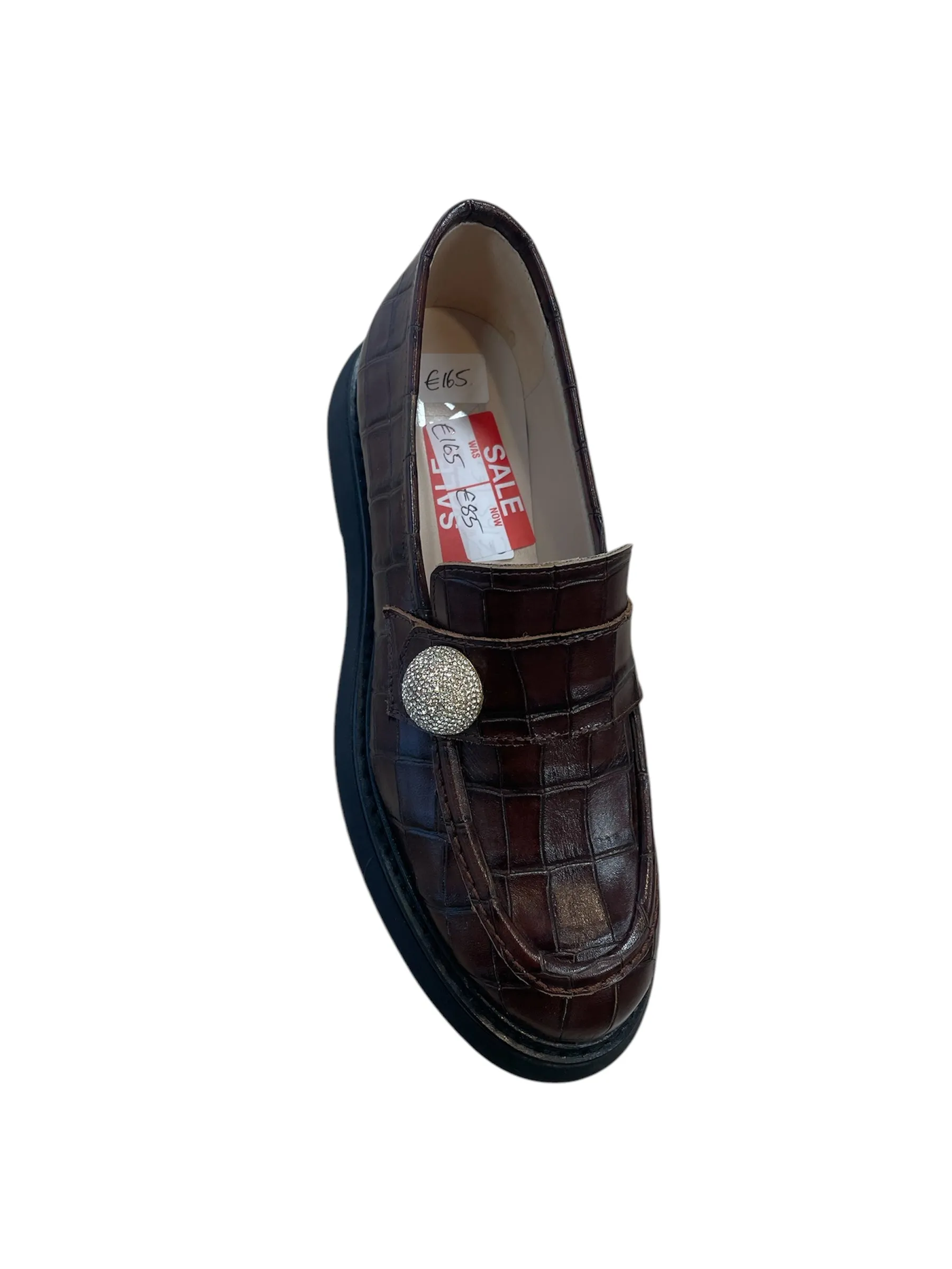 Marian leather brown croc moccasins