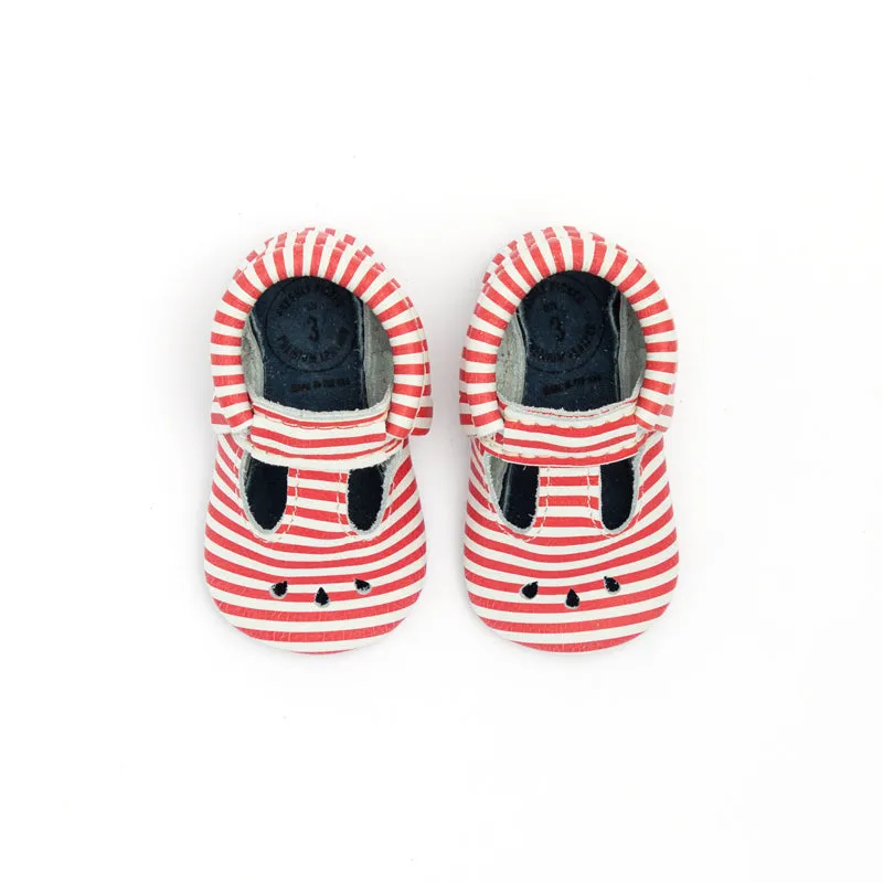 Mary Jane Mini Sole in Red and White Stripes by Freshly Picked