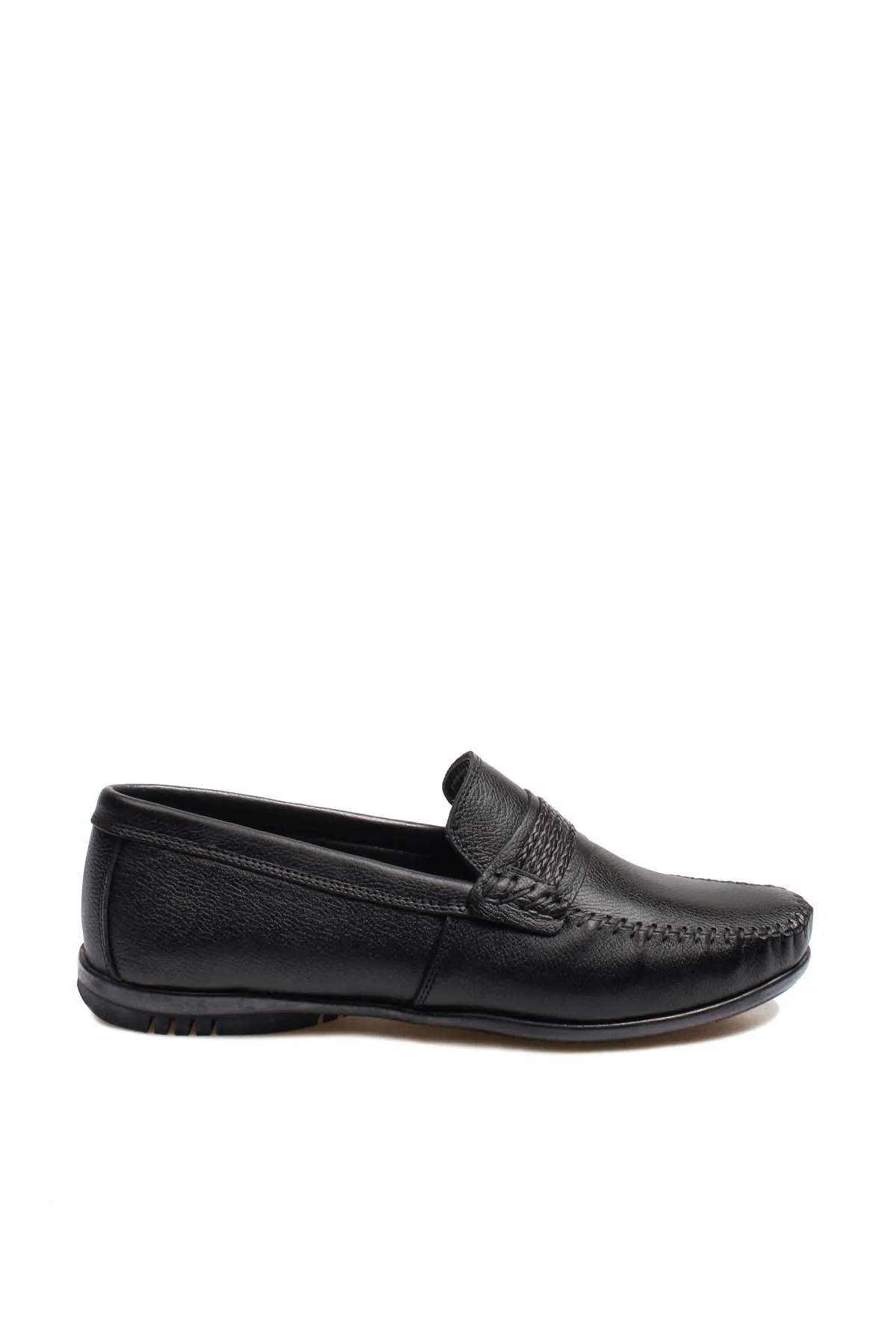 Men's Black Leather Moccasins-Wessi
