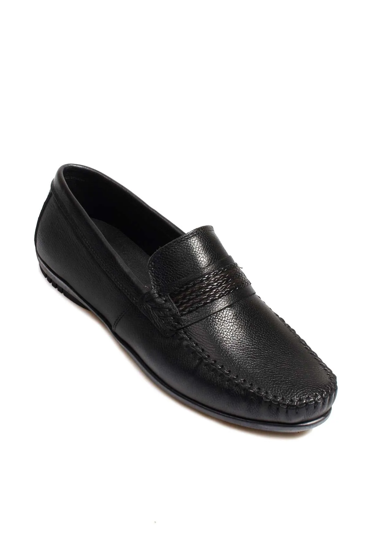 Men's Black Leather Moccasins-Wessi