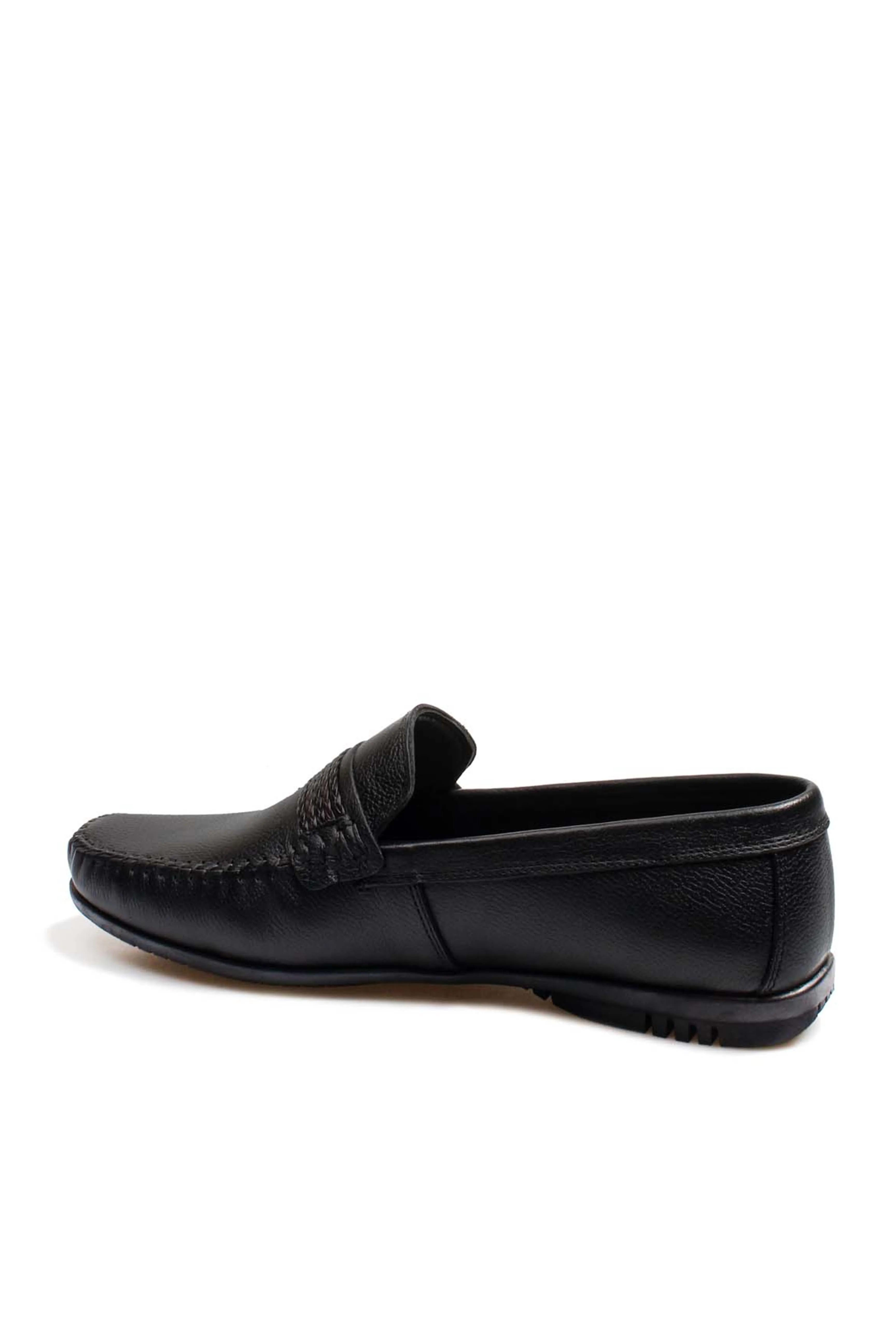 Men's Black Leather Moccasins-Wessi