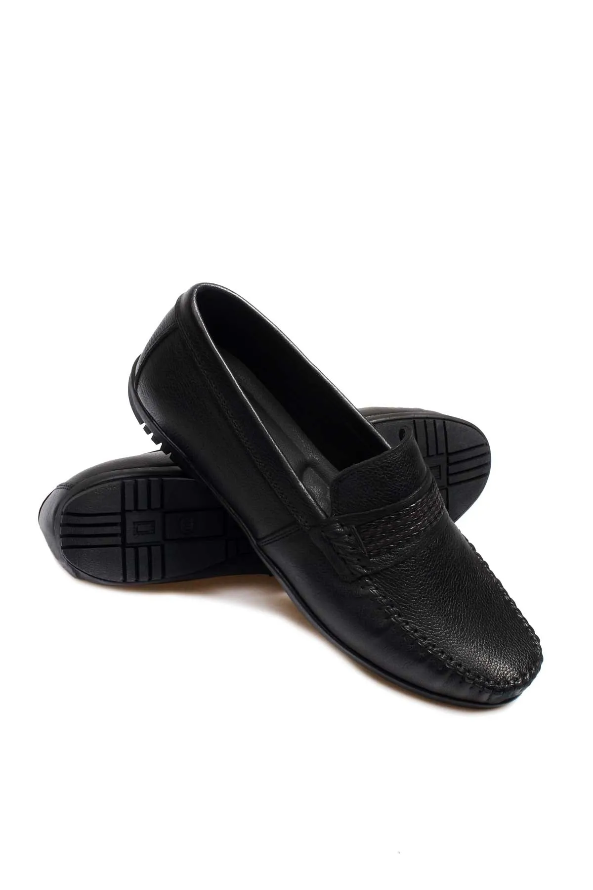 Men's Black Leather Moccasins-Wessi