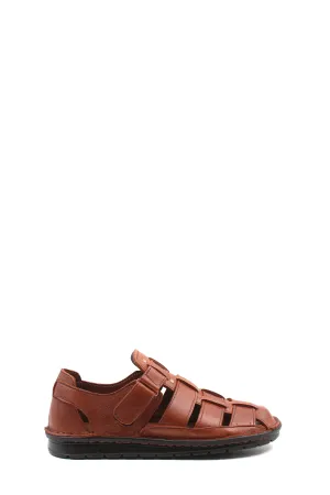 Men's Brown Leather Fisherman Sandals with Adjustable Strap - Wessi