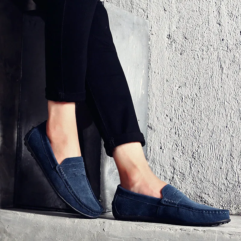 Men's Spring/Autumn Suede Genuine Leather Casual Driving Loafers/Moccasins | Plus Size