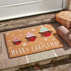 Merry Christmas Robins Decoir Doormat - 40 x 60cm