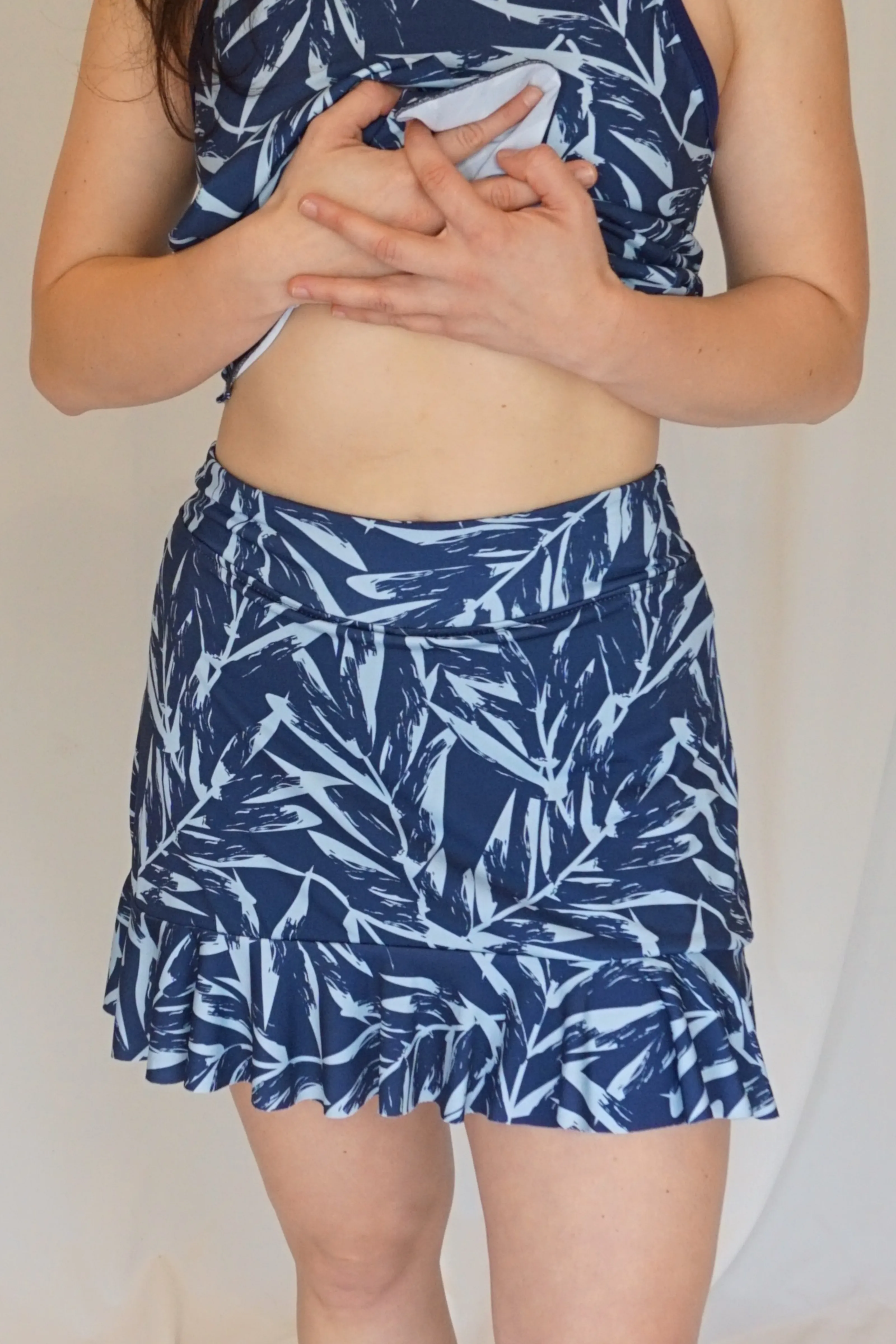 Midnight Palm Ruffle Skort