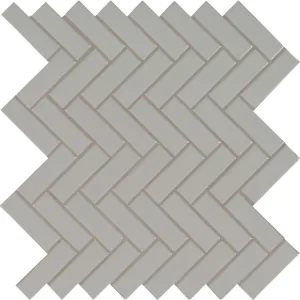 MSI Gray Glossy Herringbone Porcelain Mesh-Mounted Mosaic Tile
