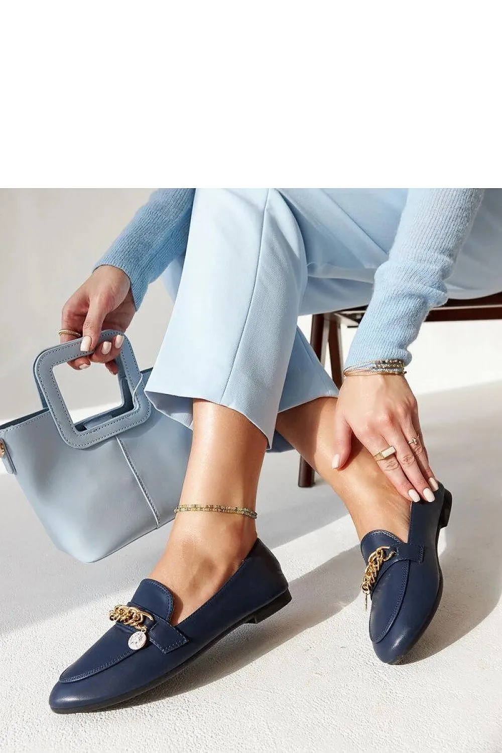 Navy Blue Chain Moccasin