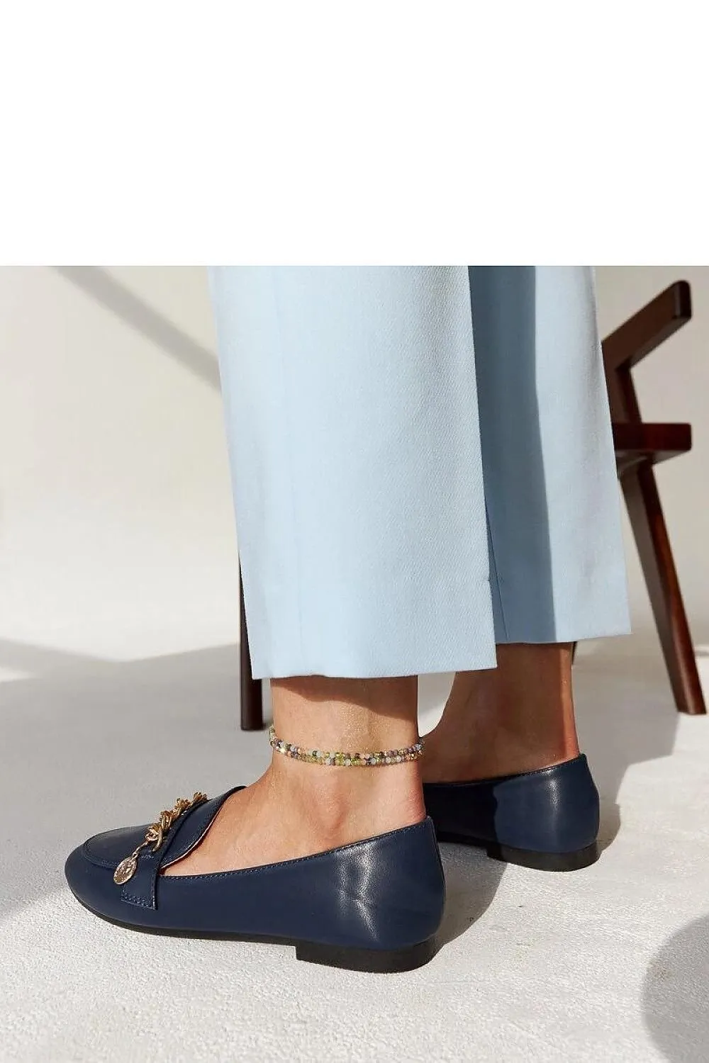 Navy Blue Chain Moccasin