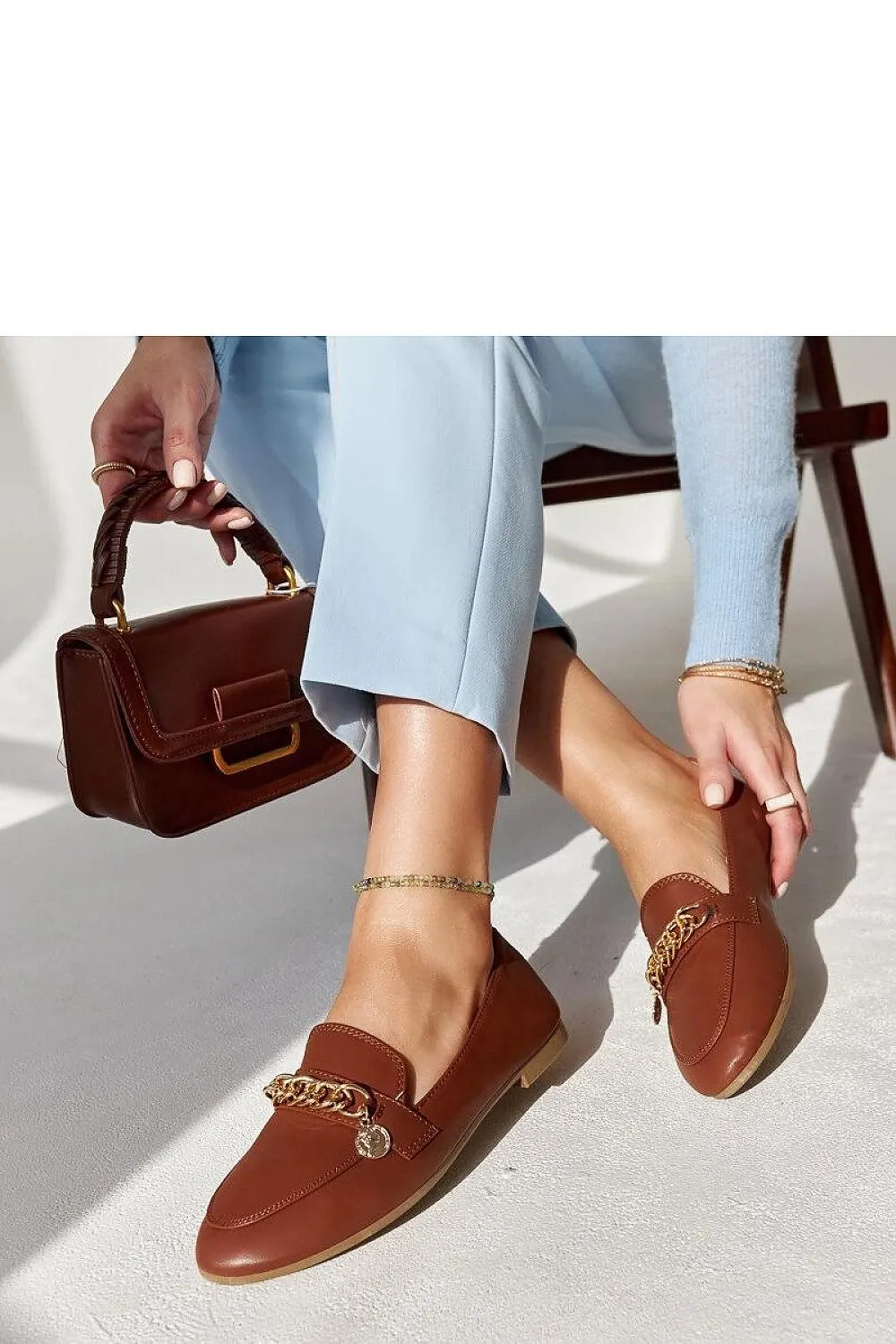 Navy Blue Chain Moccasin