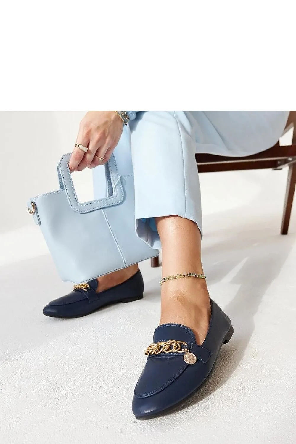 Navy Blue Chain Moccasin