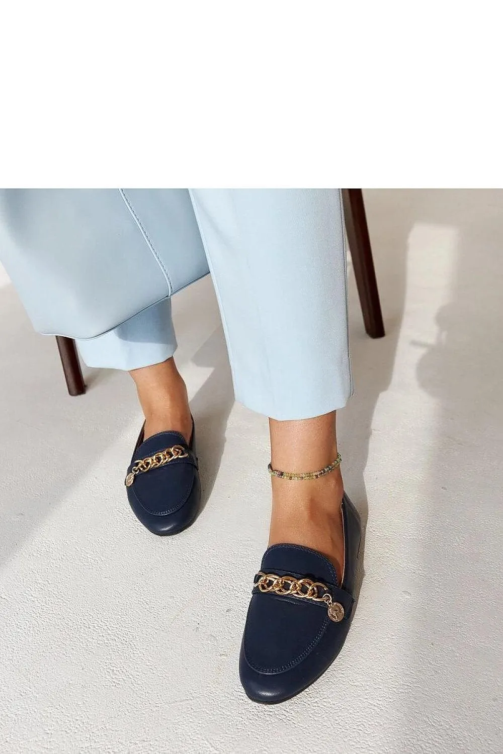 Navy Blue Chain Moccasin