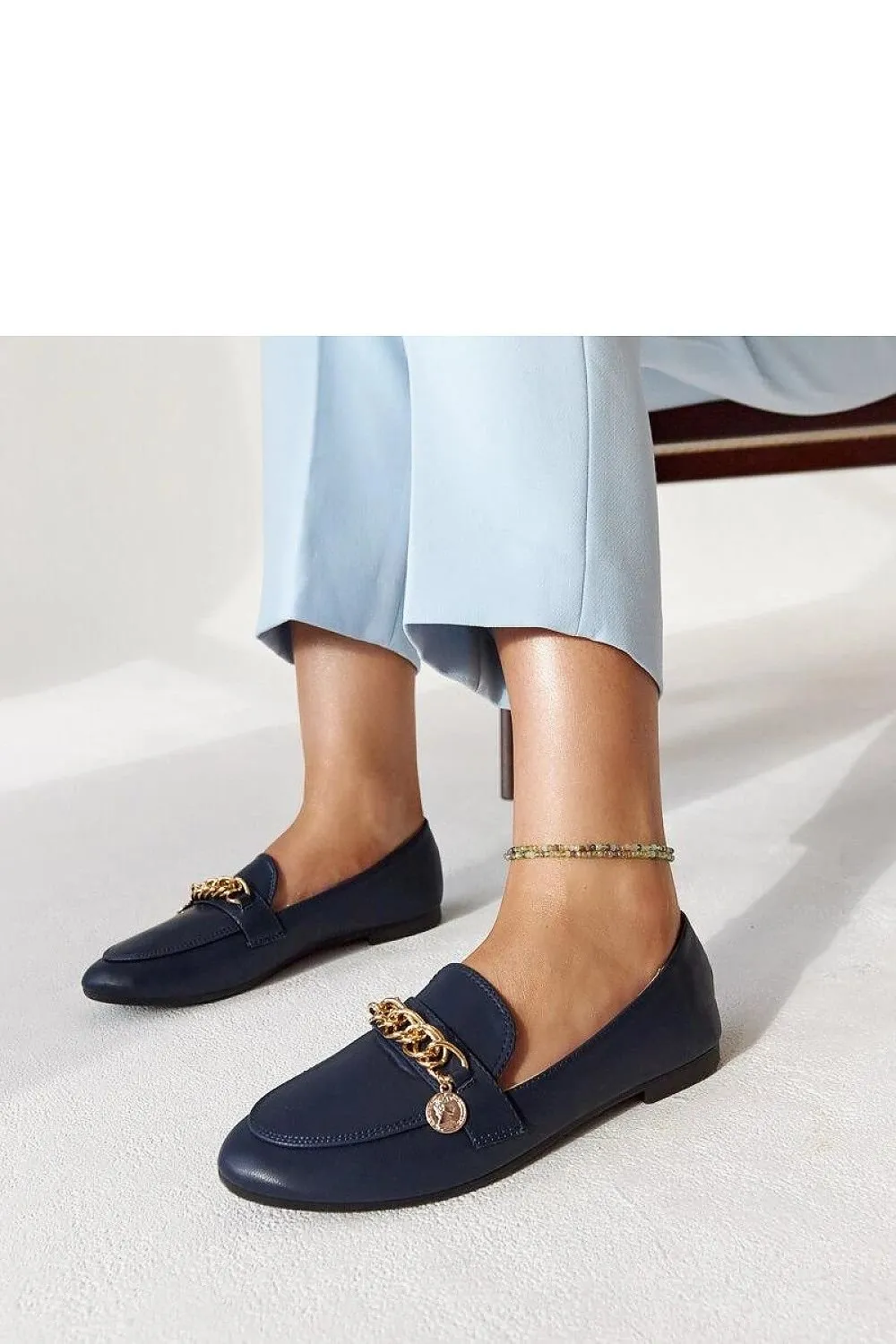 Navy Blue Chain Moccasin