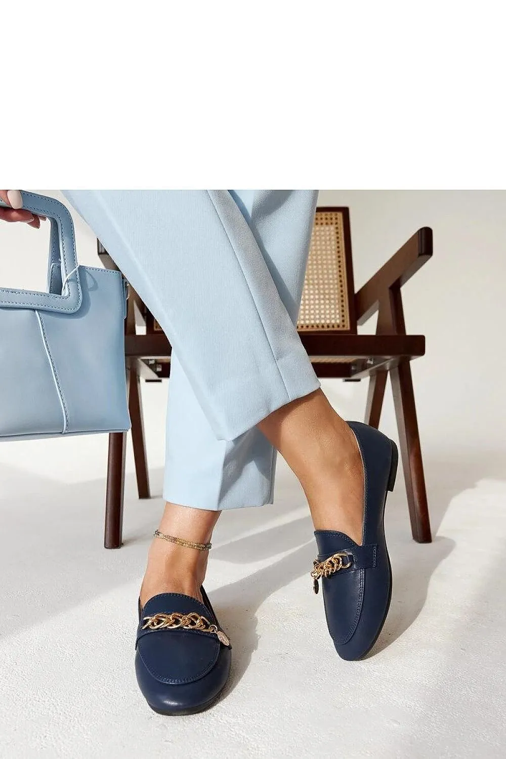 Navy Blue Chain Moccasin