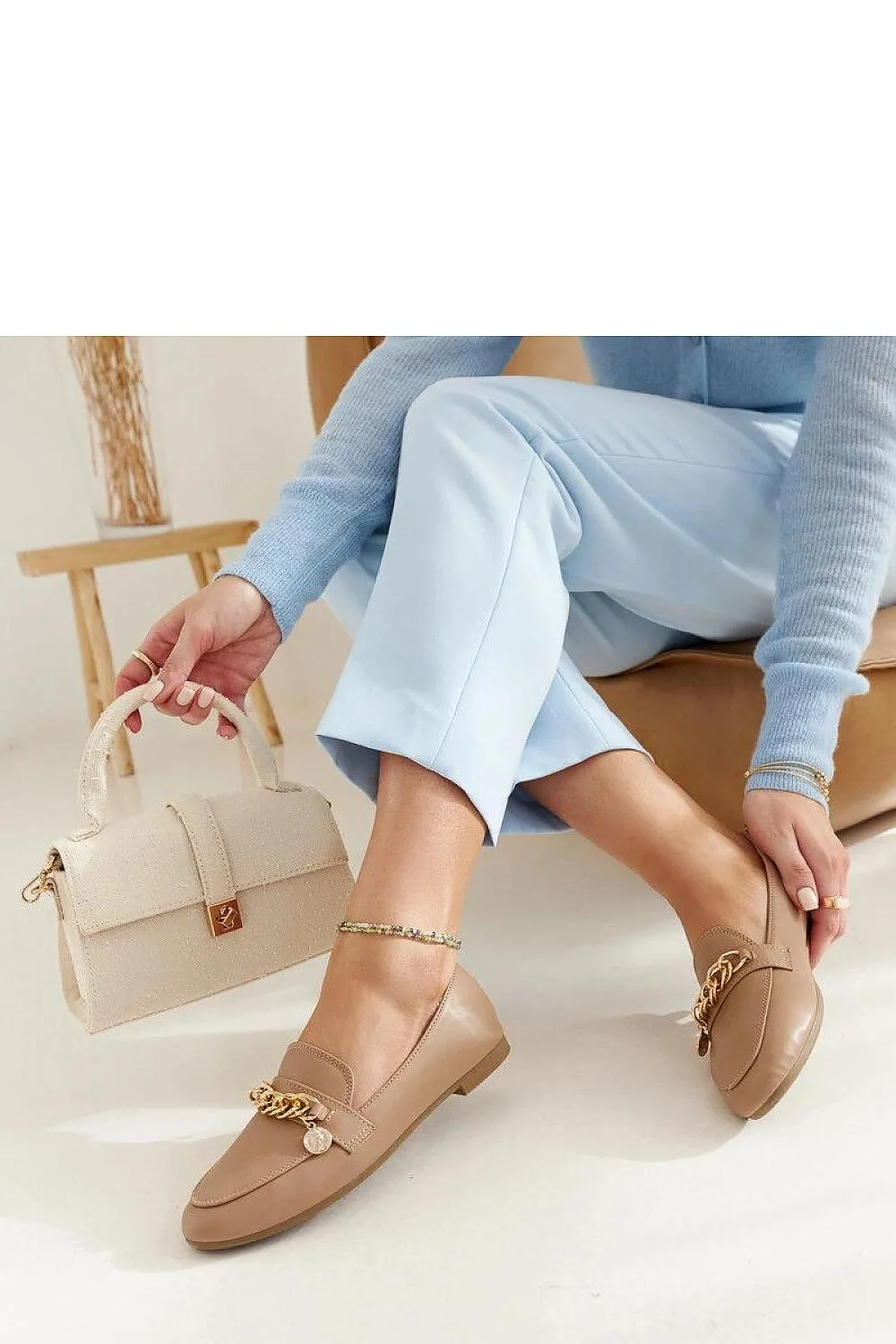 Navy Blue Chain Moccasin