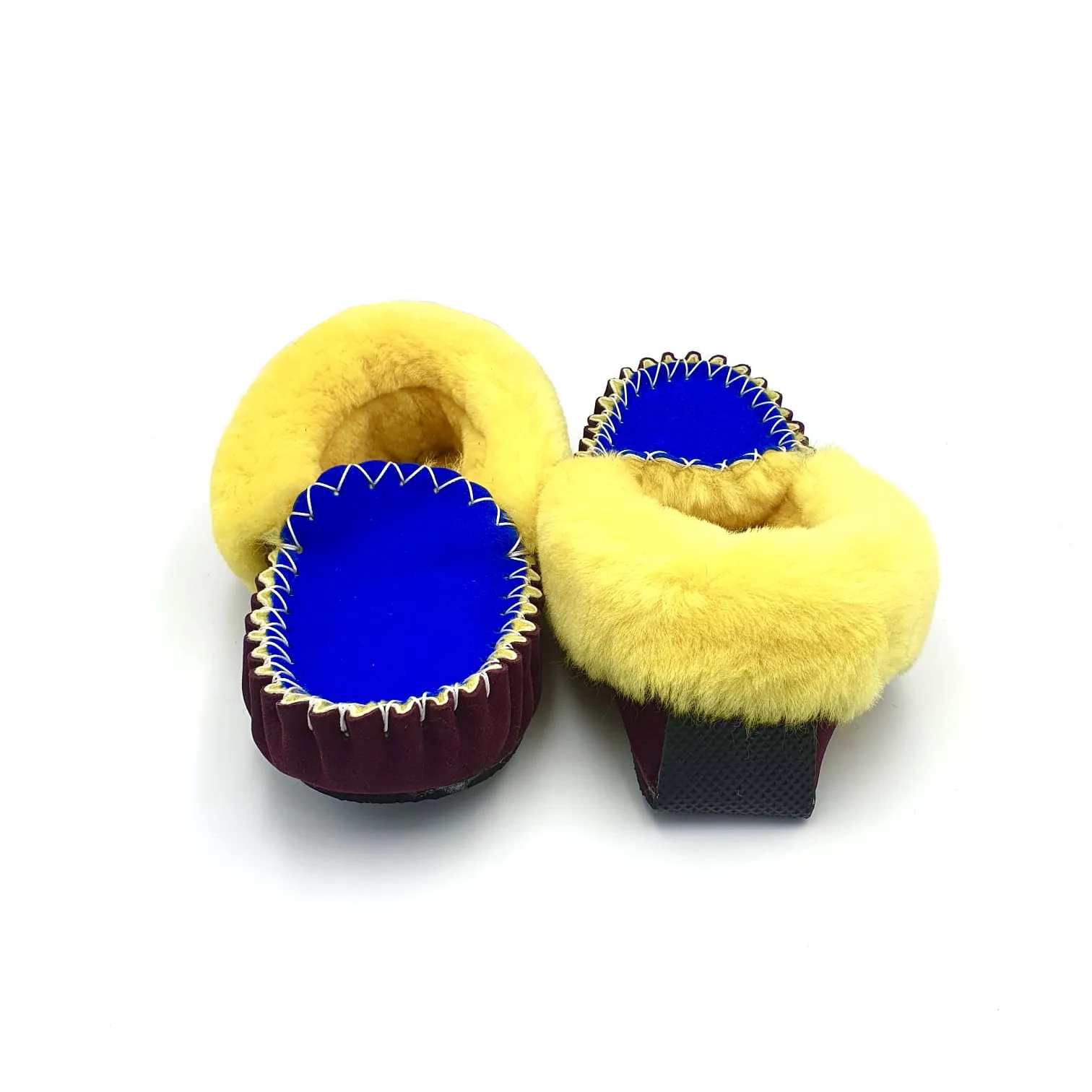 Ocean Blue/Maroon & Yellow Moccasins