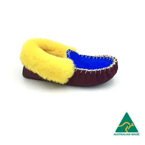 Ocean Blue/Maroon & Yellow Moccasins