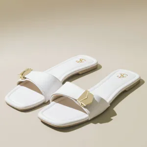 Olivia White Clipped Flats