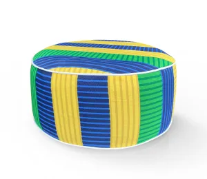 Outdoor Inflatable Ottoman Footstool Blue Round 21x9 Inch