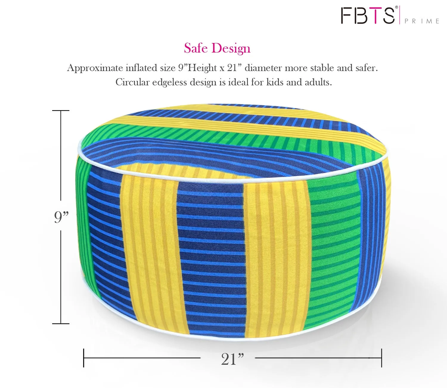 Outdoor Inflatable Ottoman Footstool Blue Round 21x9 Inch