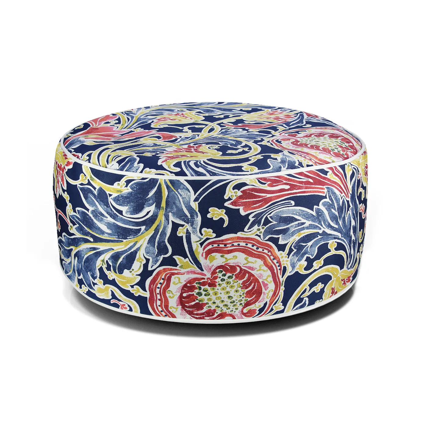 Outdoor Inflatable Ottoman Navy Round 21x9 Inch Patio Foot Stools and Ottomans