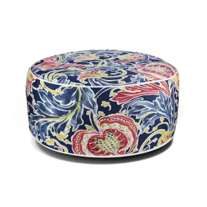 Outdoor Inflatable Ottoman Navy Round 21x9 Inch Patio Foot Stools and Ottomans