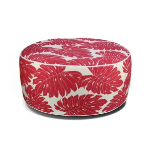 Outdoor Inflatable Ottoman Red Leaf Round 21x9 Inch Patio Foot Stools and Ottomans