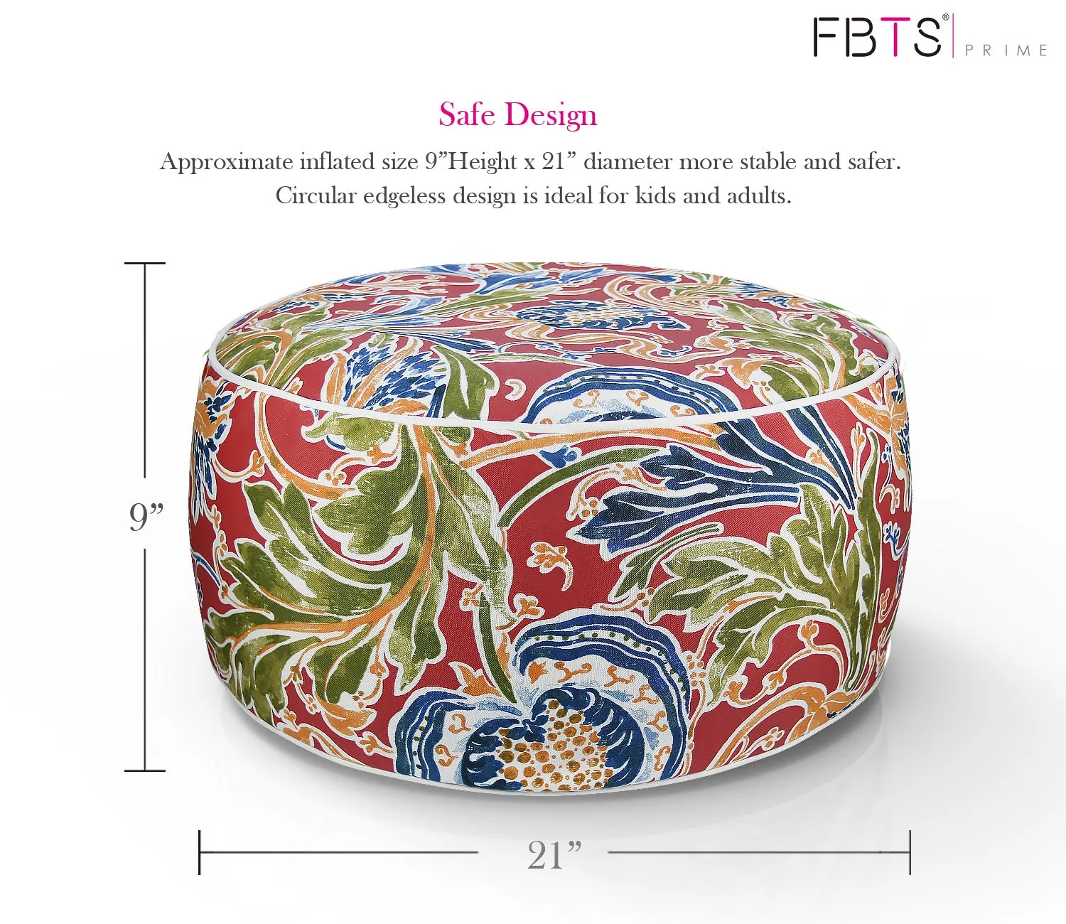 Outdoor Inflatable Ottoman Red Round 21x9 Inch Patio Foot Stools and Ottomans