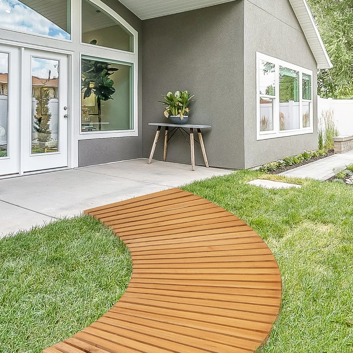 Roll out Curved Walkway with Non-slip Texture-Natural
