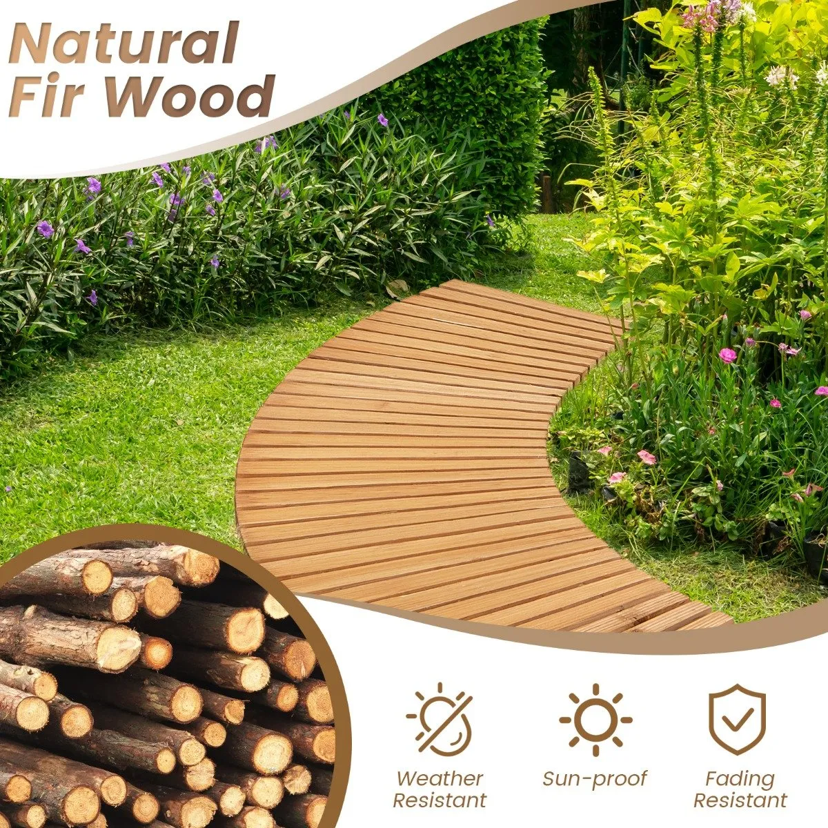 Roll out Curved Walkway with Non-slip Texture-Natural