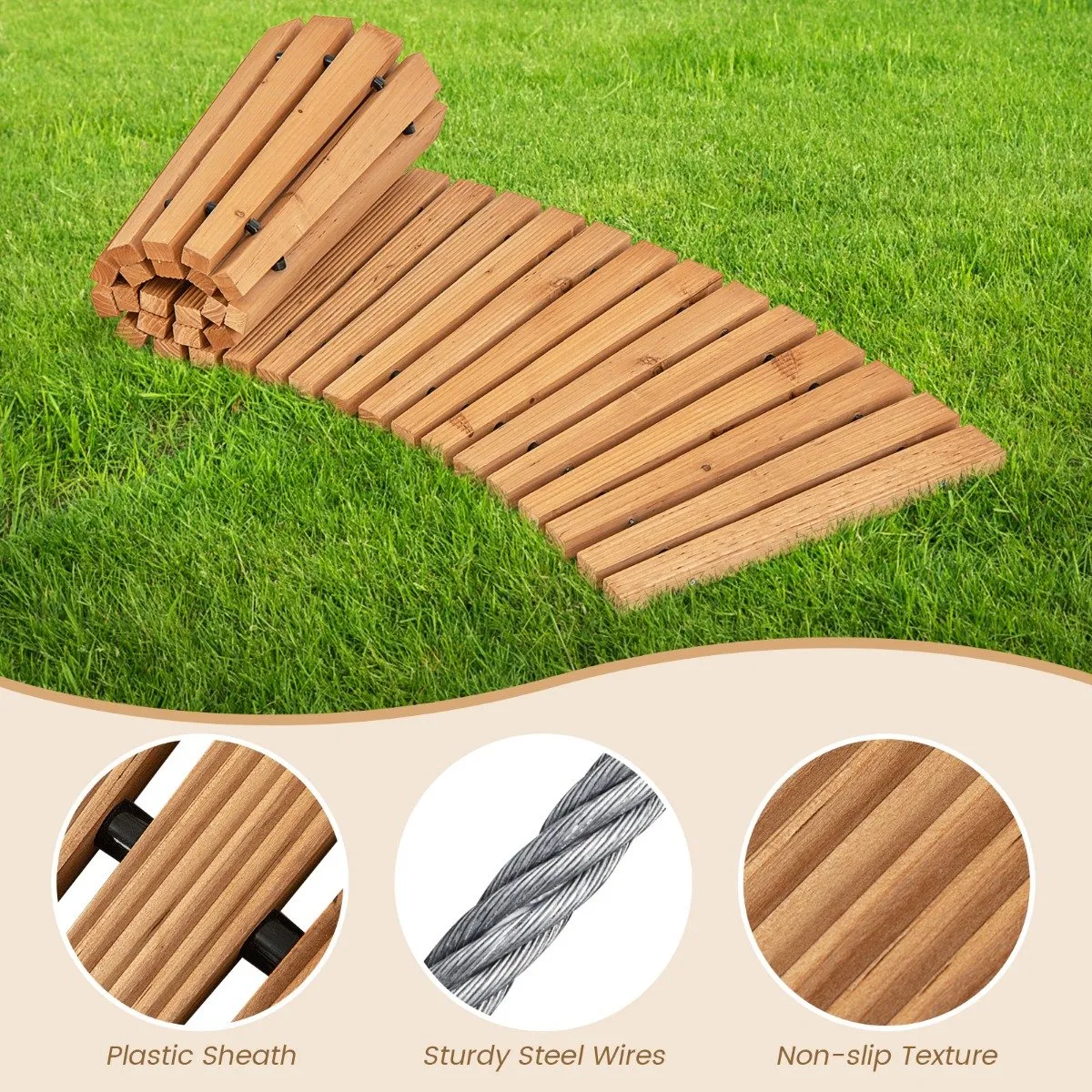 Roll out Curved Walkway with Non-slip Texture-Natural