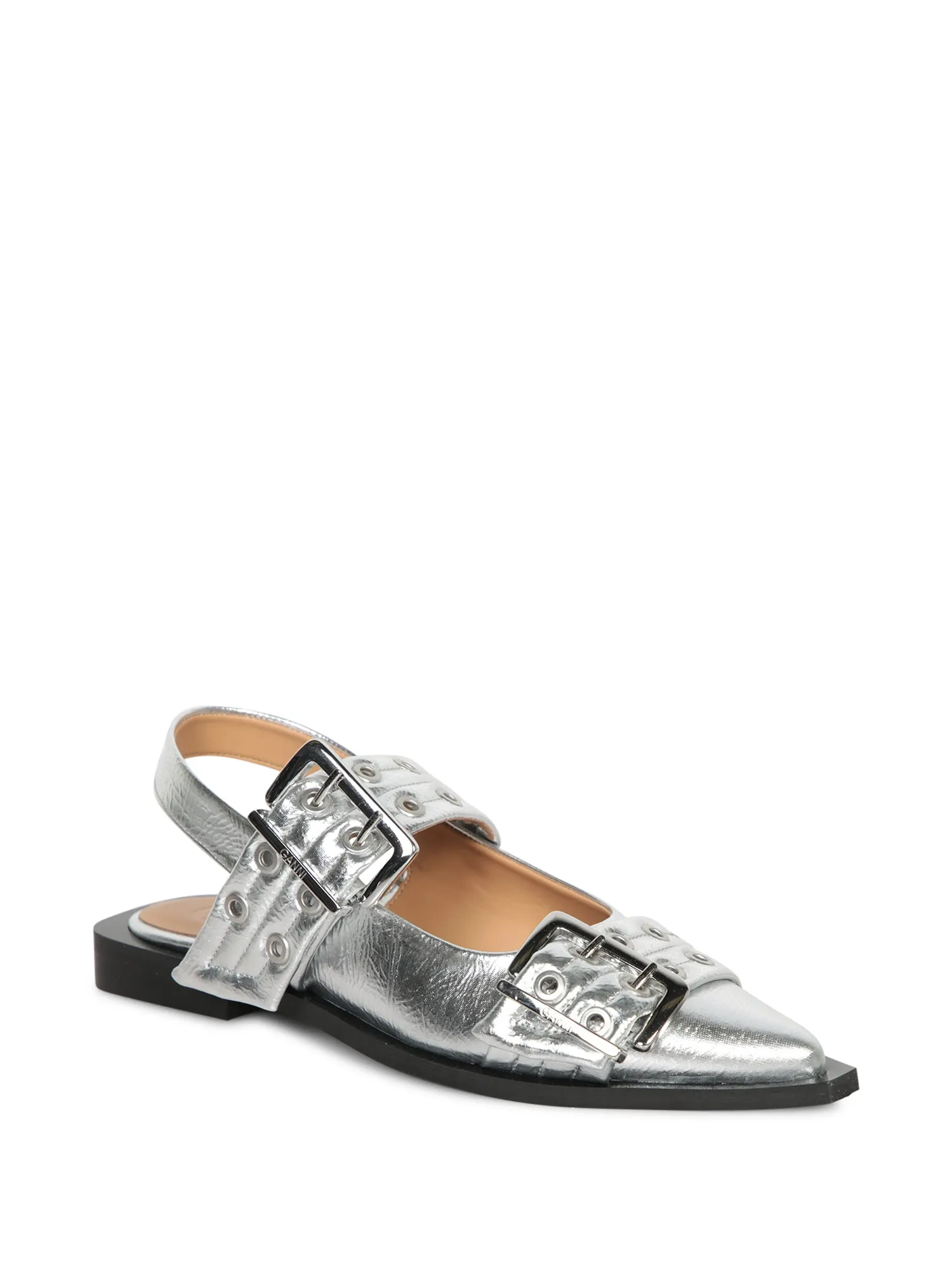 Silver Buckle Flats