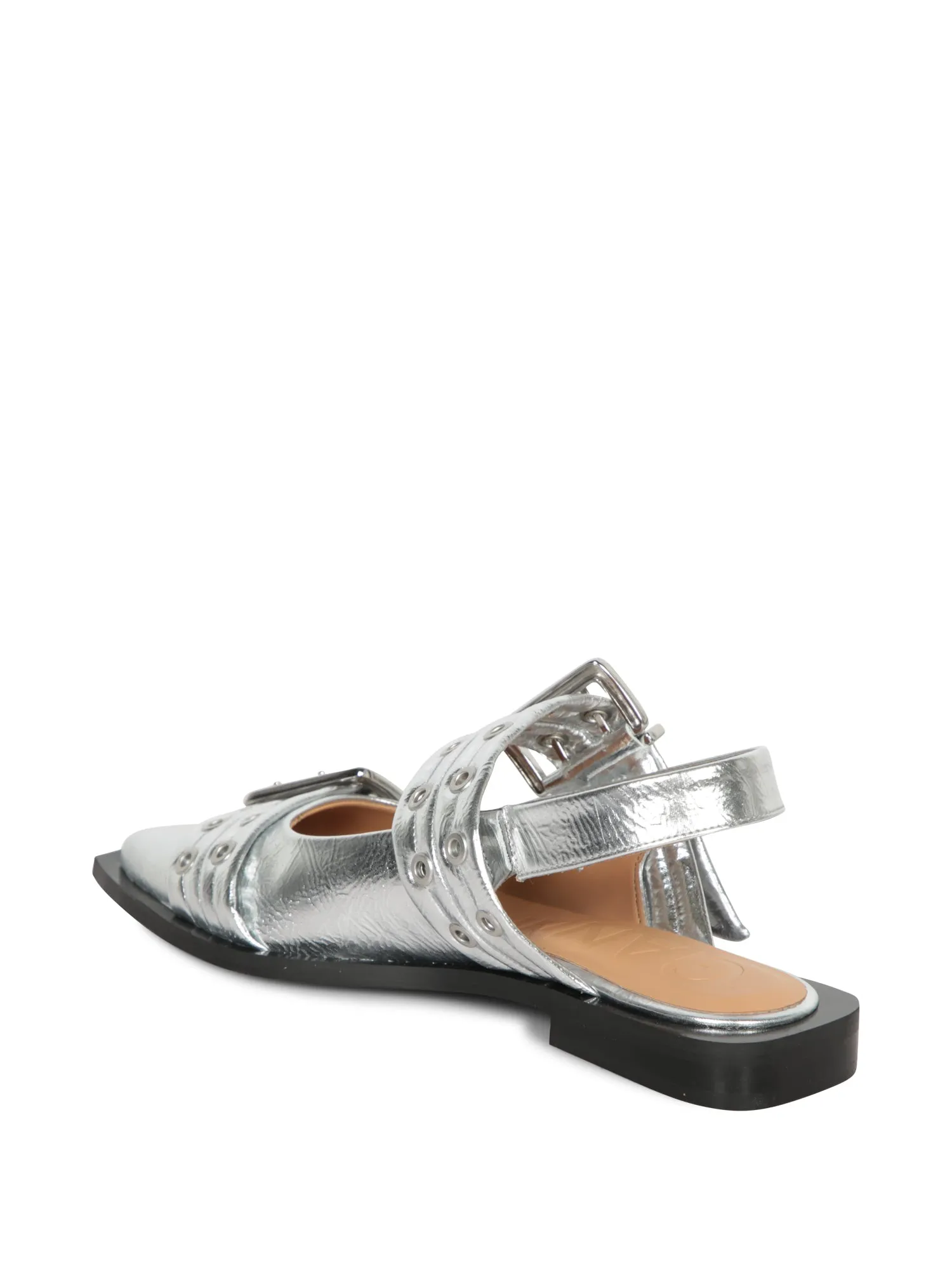 Silver Buckle Flats