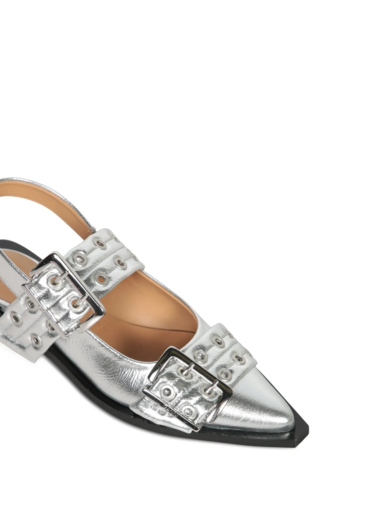 Silver Buckle Flats