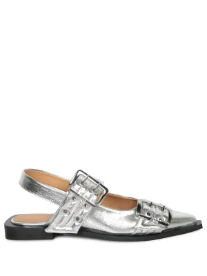 Silver Buckle Flats