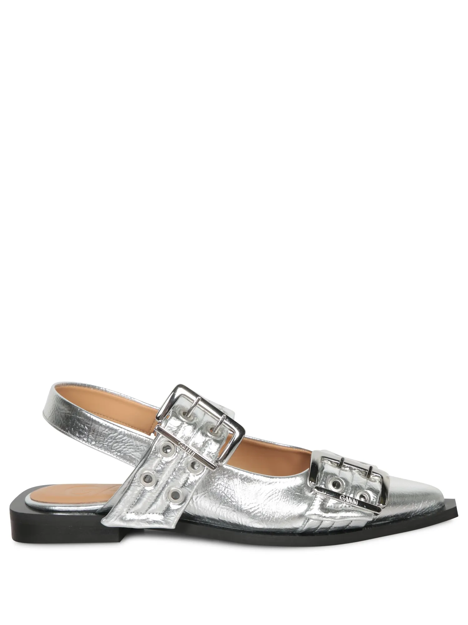 Silver Buckle Flats