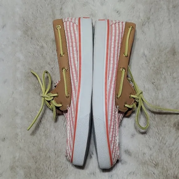 Sperry Top-sider Pink and White Striped Fashion Sneaker Size 6M