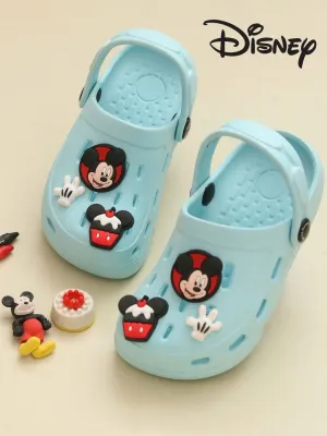 Yellow Bee Boys’ Disney Mickey Mouse Clogs with Gloves & Cupcake Charms – Light Blue